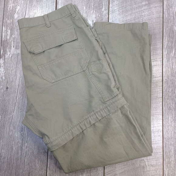 Vintage REI Pants Mens 36 Green Convertible Zip Off Hiking Safari Travel - Picture 1 of 9